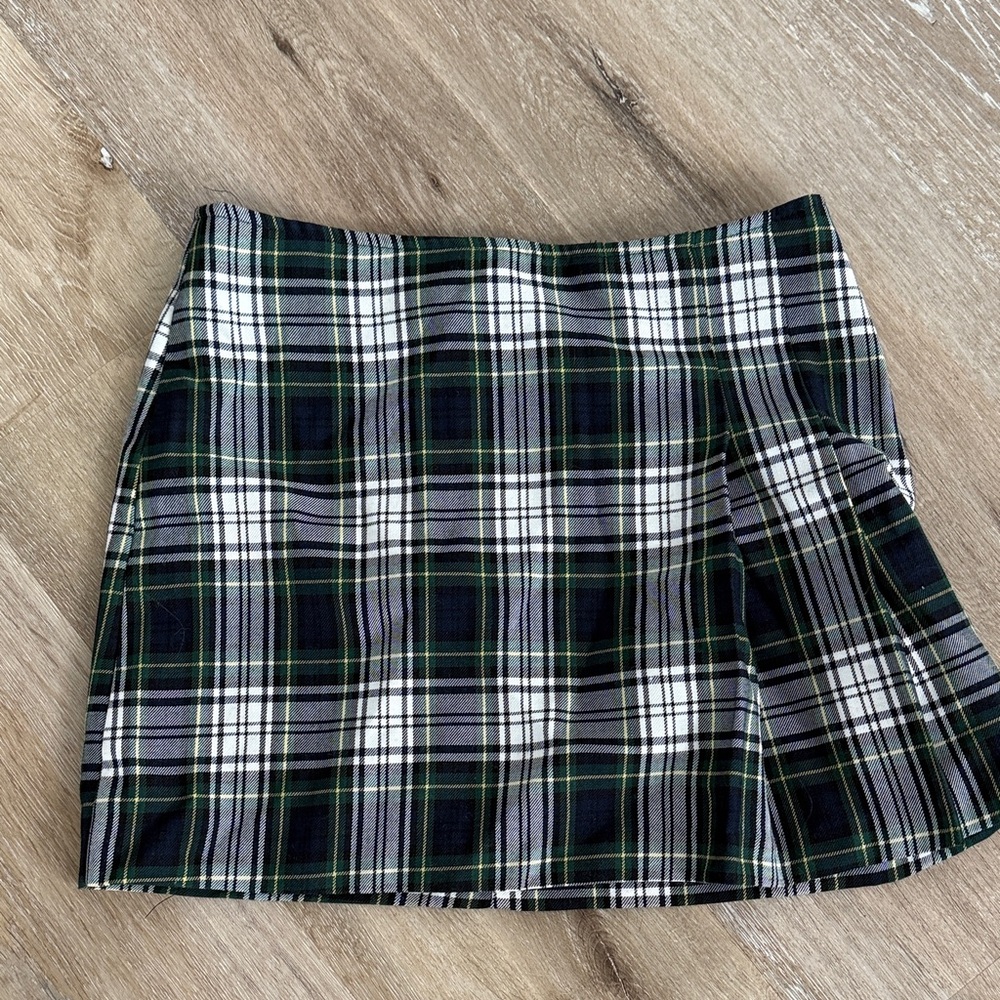 Plaid Green and Black Women's Skirt